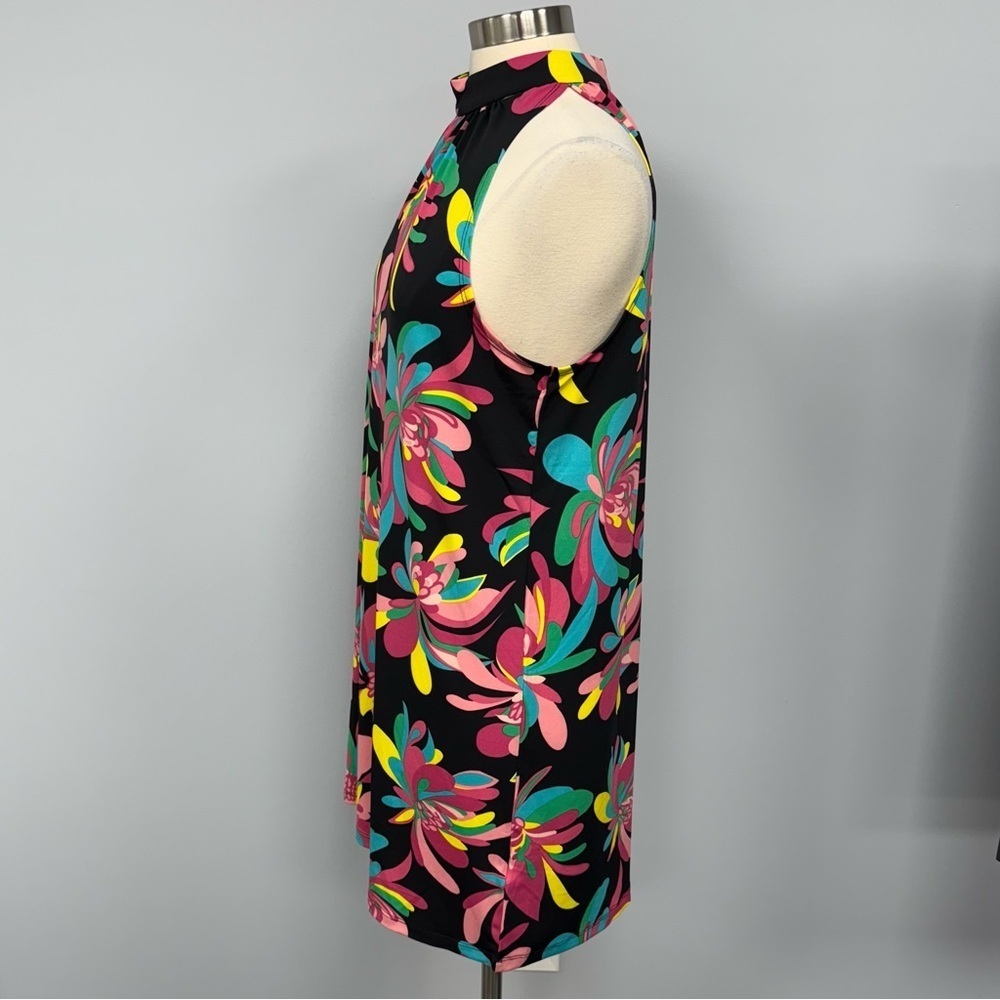 NWT TRINA TURK Halter Dress L Hana Hou Vibrant Black Tropical Floral Resortwear - Picture 7 of 13